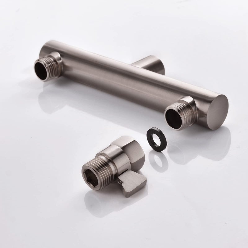 HAOXIN Shower Head Manifold with Double Outlet and Shut Off Valves for Dual Sprayer Showering System,Can Connect Two Showerheads,Brushed Nickel,STN02 - Image 5